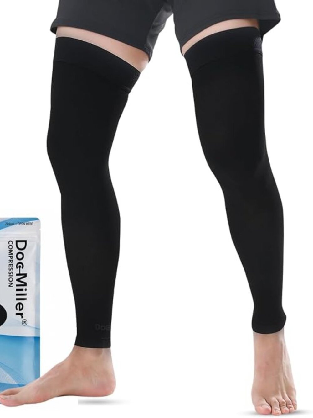Doc Miller Compression Thigh High Calf Compression Socks, 1 Pair, Black